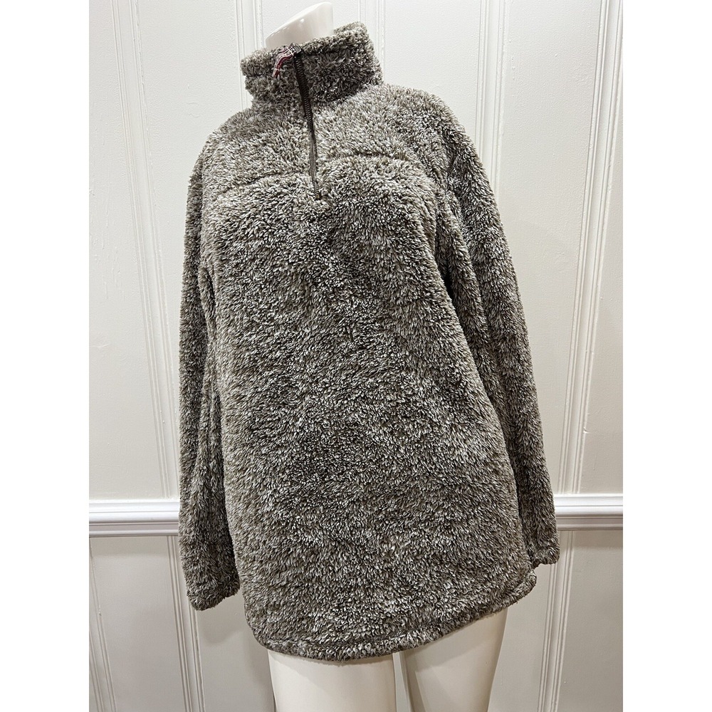 ALPINE SHERPA Womens 1/4 ZIP PULLOVER Long Sleeve Brown Plush Small